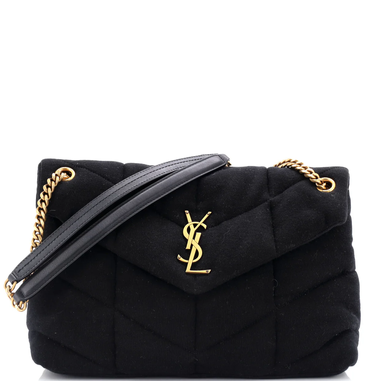 Loulou Puffer Shoulder Bag Quilted Suede Medium - Deep Luxury