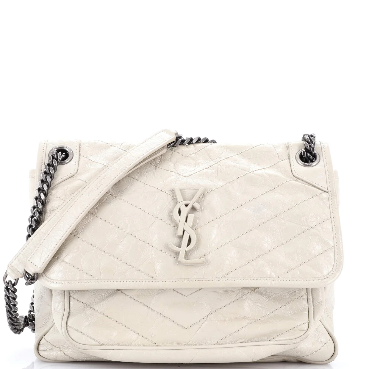 Niki Chain Flap Bag Matelasse Chevron Leather Medium - Deep Luxury