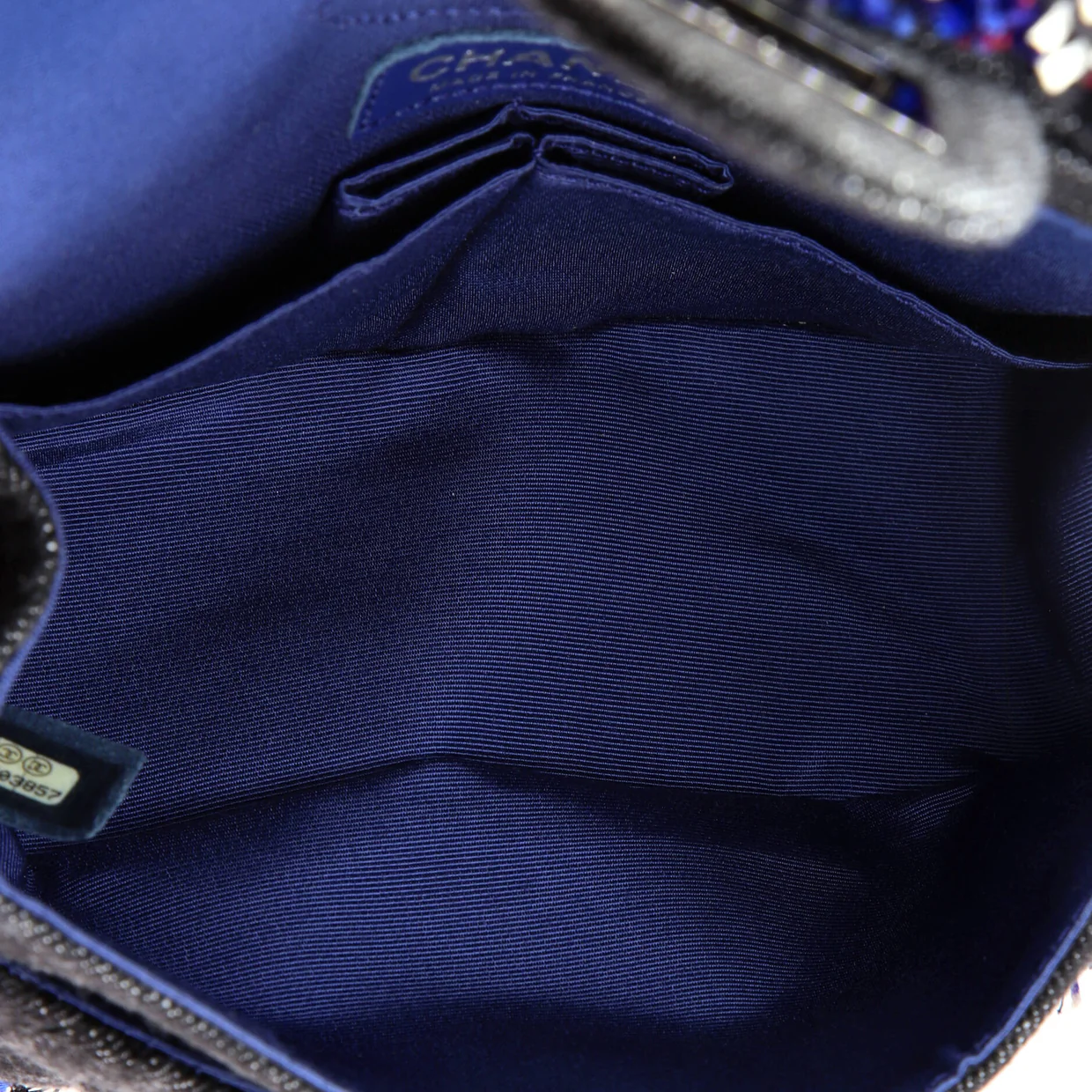 Reissue 2.55 Flap Bag Quilted Denim with Tweed Fringe 224 - Deep Luxury