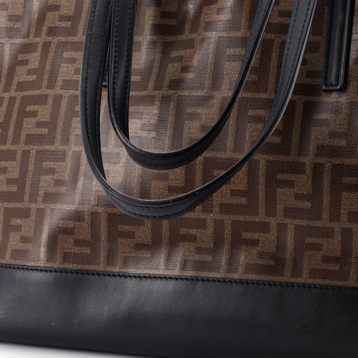 FF Logo Stamp Shopping Tote Zucca Coated Canvas Medium - Deep Luxury