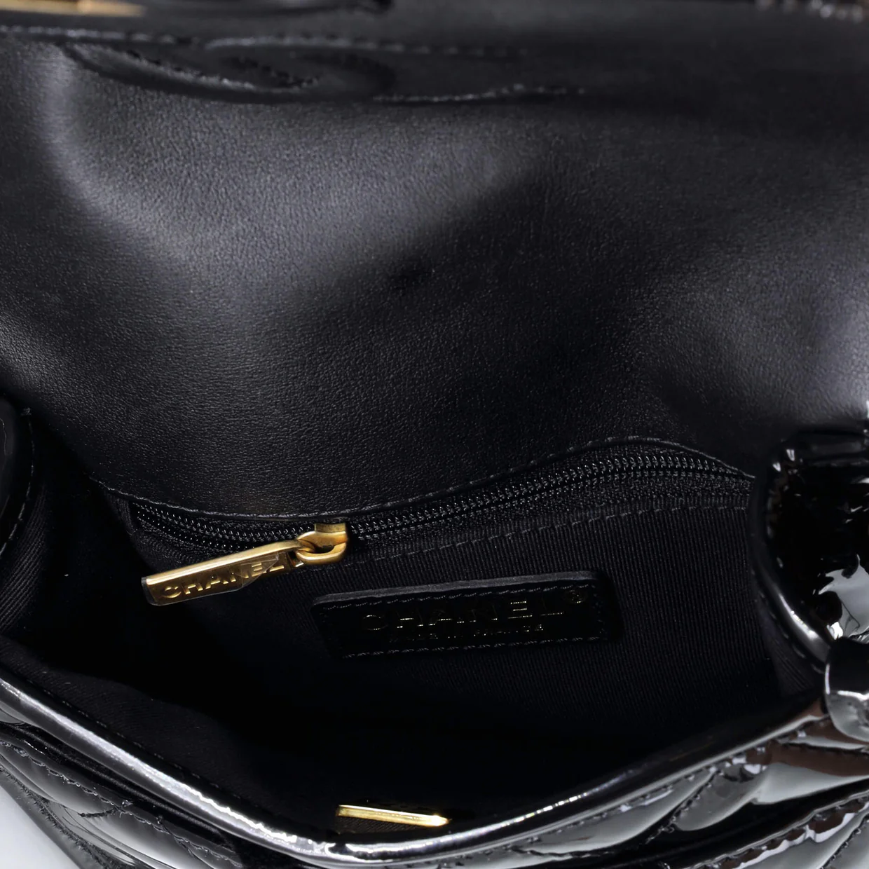 School Memory Top Handle Flap Bag Quilted Patent Mini - Deep Luxury