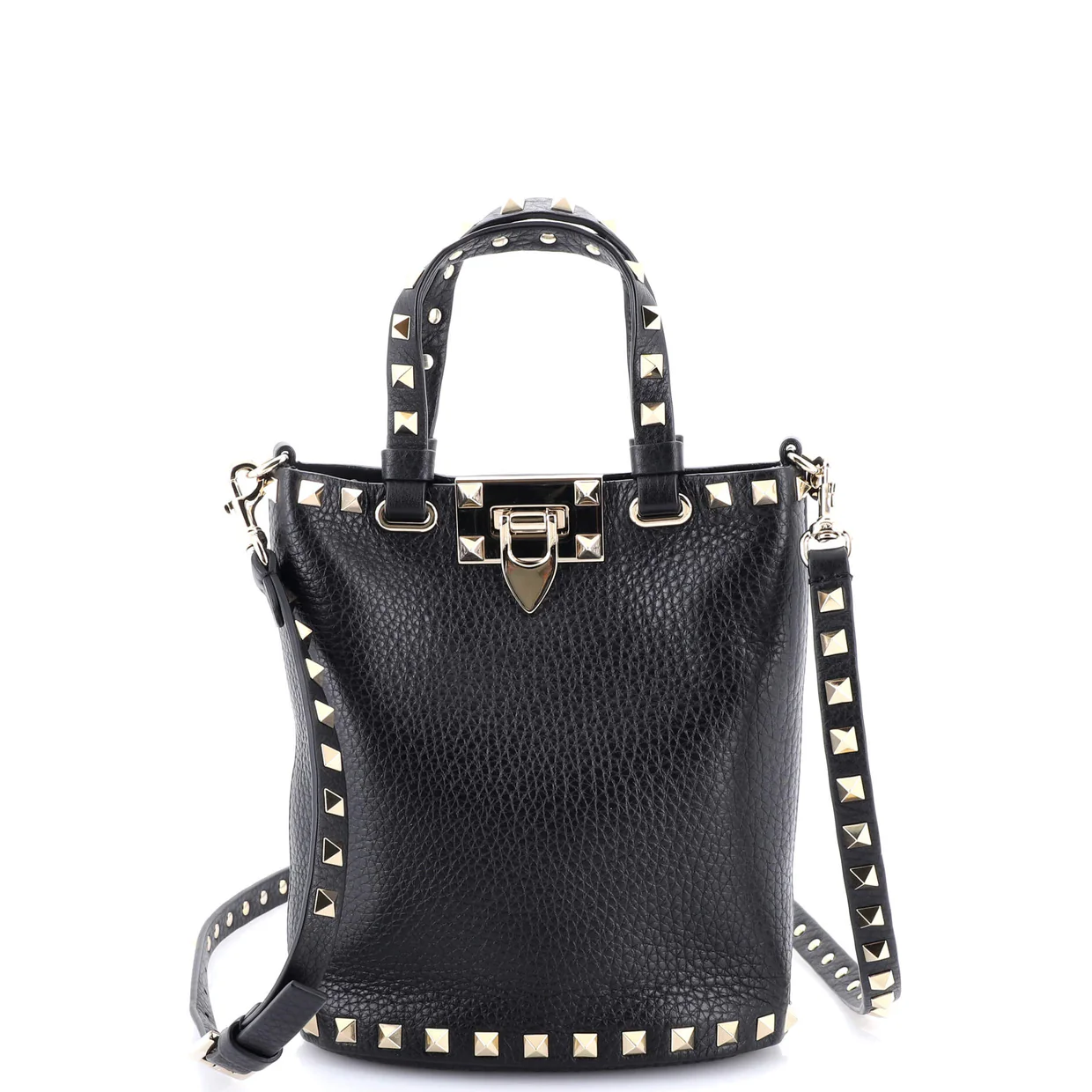 Rockstud Bucket Crossbody Bag Leather Mini - Deep Luxury