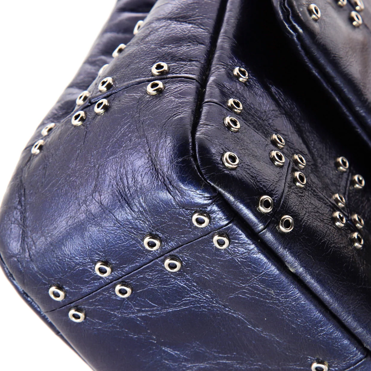 Airlines Classic Single Flap Bag Grommet Studded Calfskin Mini - Deep Luxury