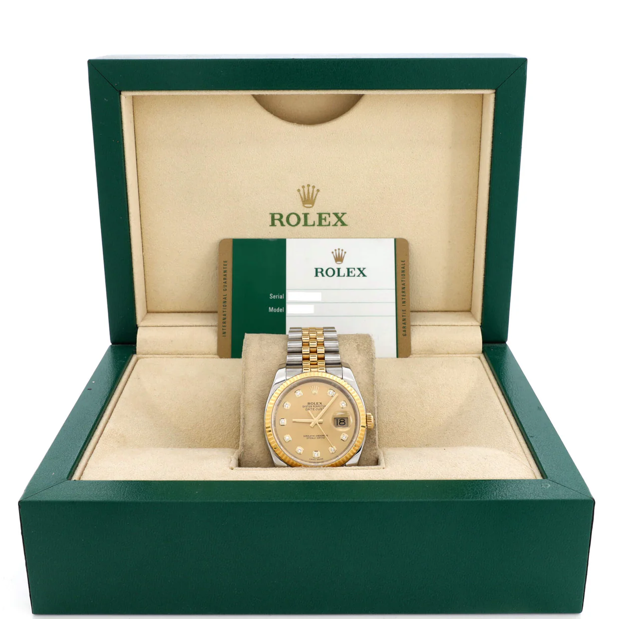 Oyster Perpetual Datejust Automatic Watch Stainless Steel and Yellow Gold with Diamond Markers 36 - Deep Luxury