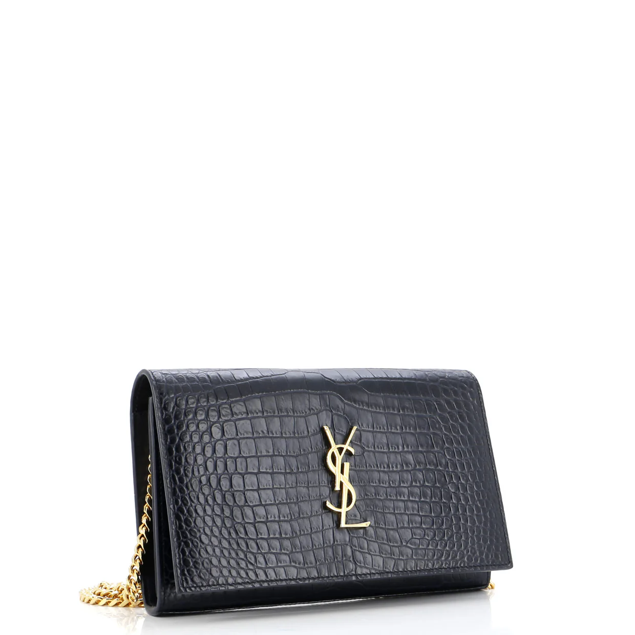 Classic Monogram Wallet on Chain Crocodile Embossed Leather - Deep Luxury