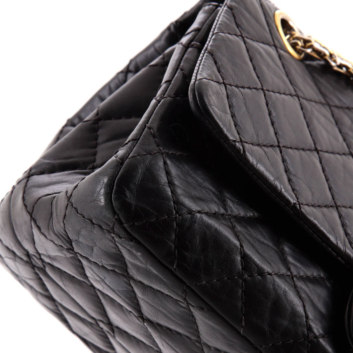 Reissue 2.55 Double Compartment Flap Bag Quilted Aged Calfskin 225 - Deep Luxury