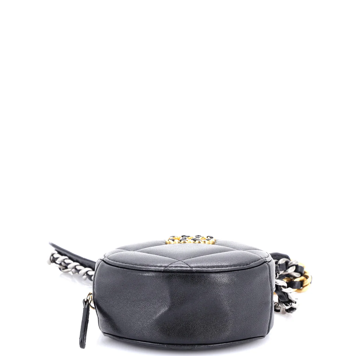 19 Round Clutch with Chain Quilted Leather - Deep Luxury