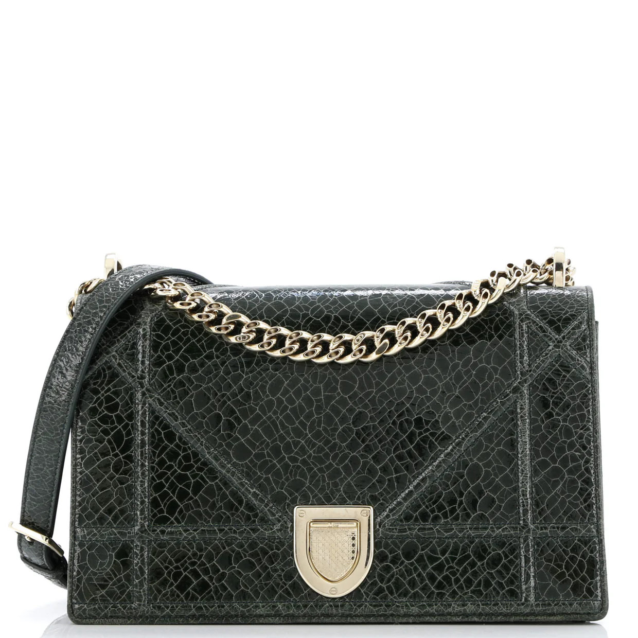 Diorama Flap Bag Crackled Deerskin Medium - Deep Luxury