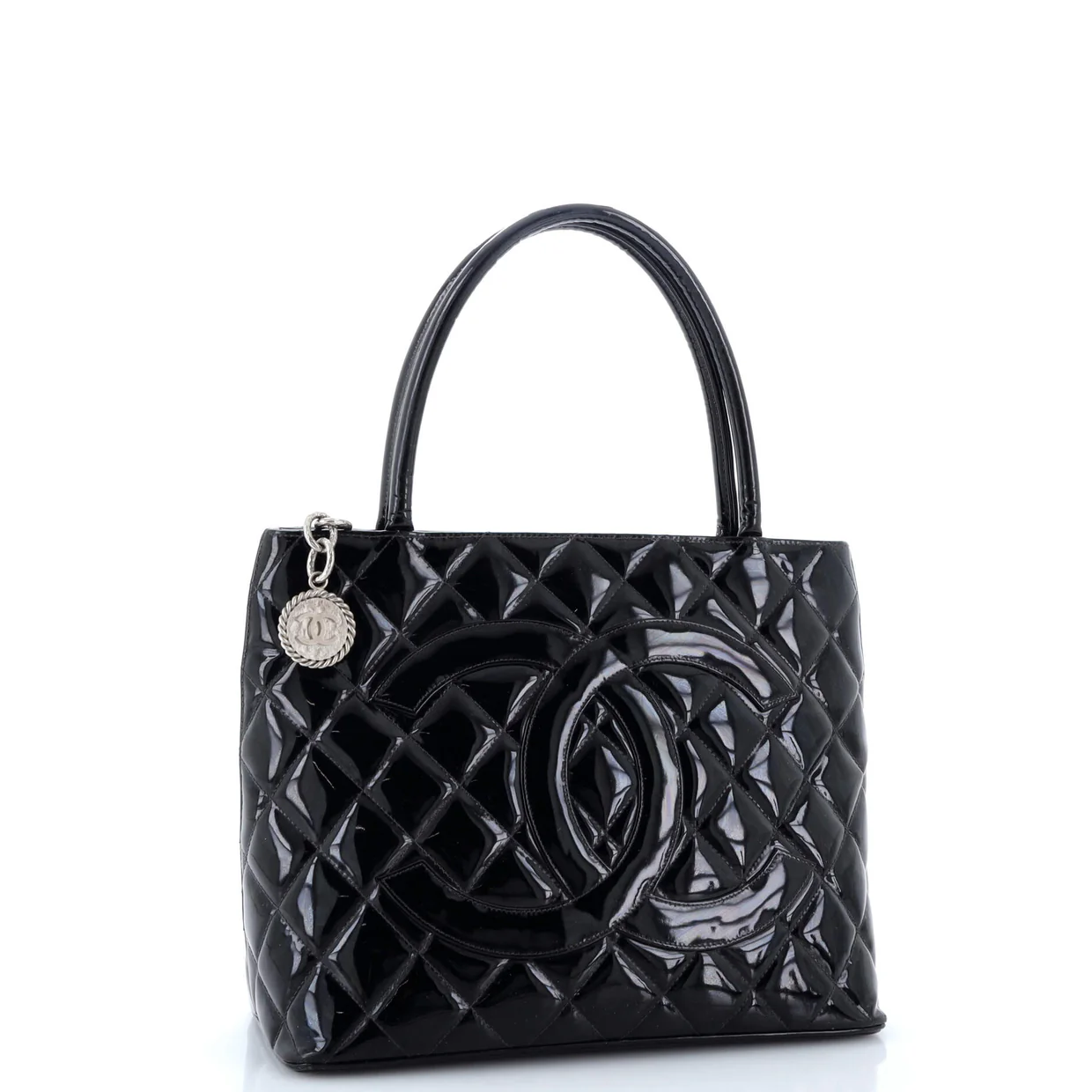 Medallion Tote Quilted Patent - Deep Luxury