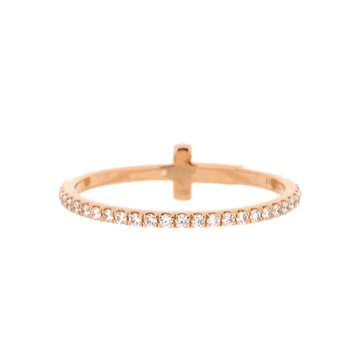 T Wire Band Ring 18K Rose Gold with Pave Diamonds - Deep Luxury