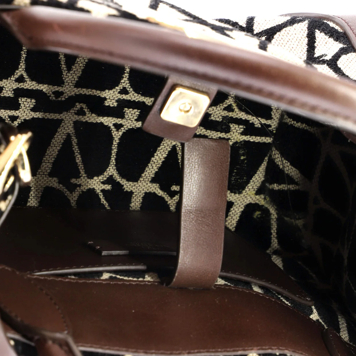 VLogo Shopper Tote Toile Iconograph Fabric with Leather Small - Deep Luxury