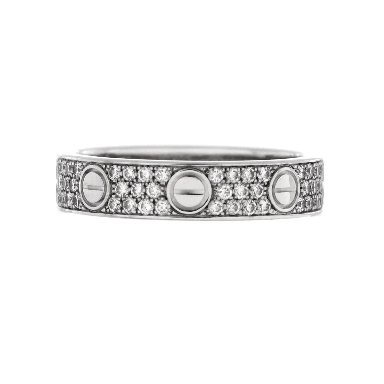 Love Wedding Band Pave Diamonds Ring 18K White Gold and Diamonds - Deep Luxury
