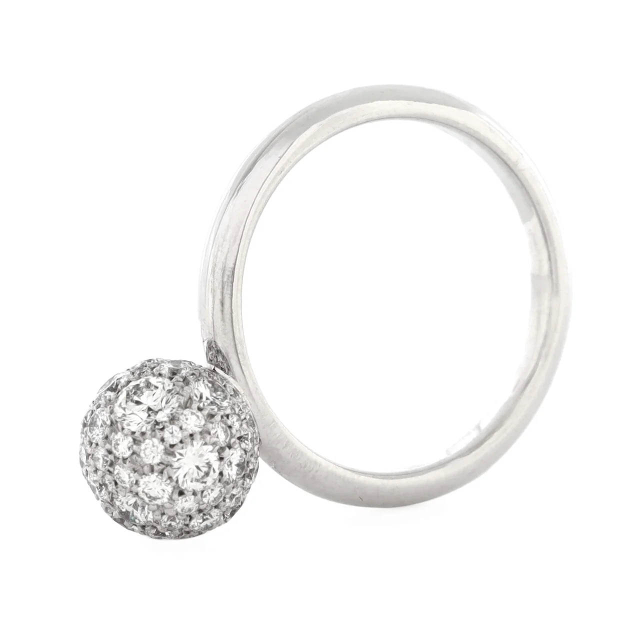 HardWear Ball Ring 18K White Gold and Diamonds 8mm - Deep Luxury