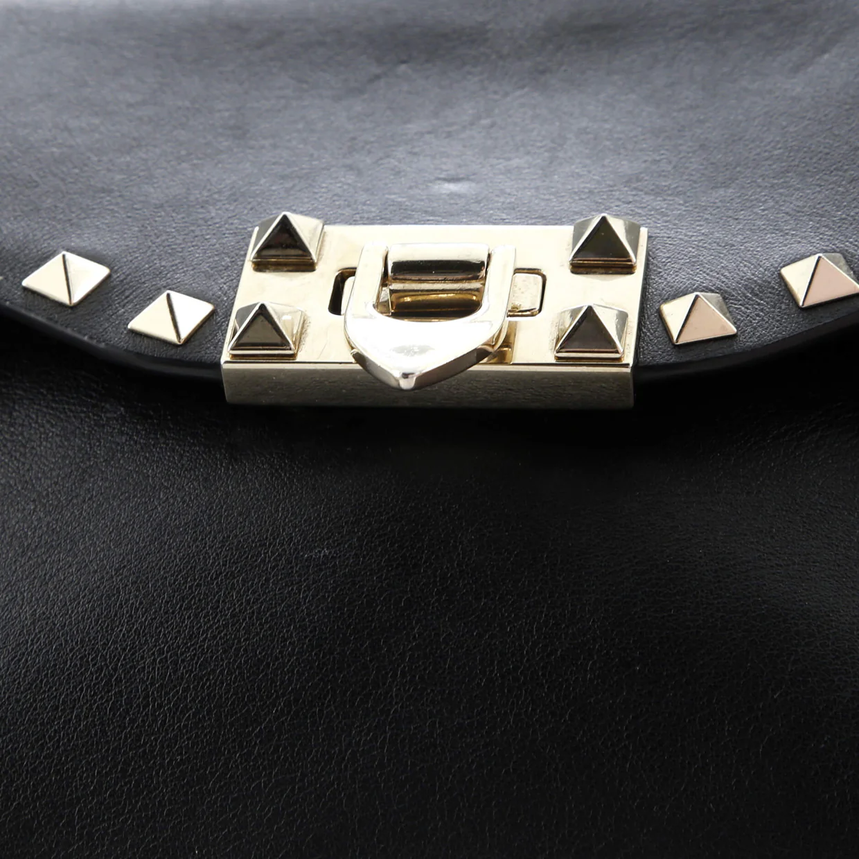 Rockstud Flip Lock Flap Bag Leather Medium - Deep Luxury