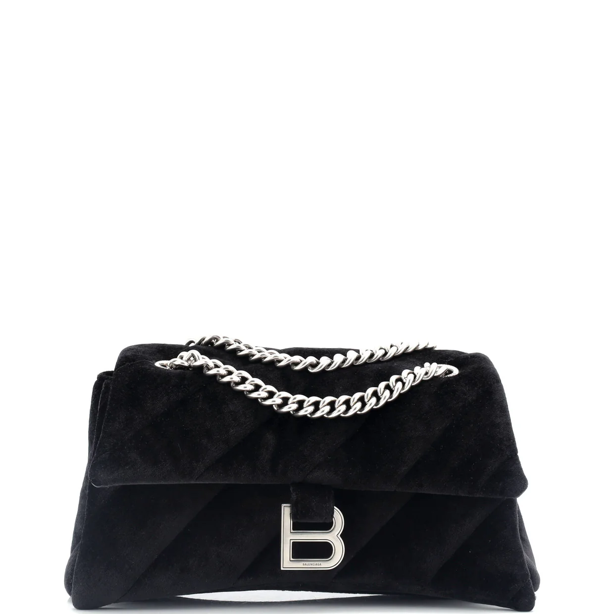 Crush Chain Flap Bag Quilted Velvet Medium - Deep Luxury