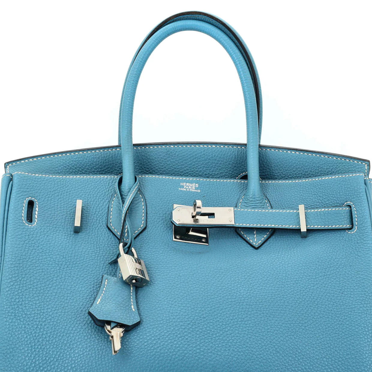 Birkin Handbag Bleu Jean Togo with Palladium Hardware 30 - Deep Luxury