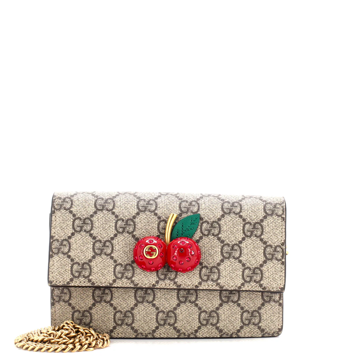 Cherries Wallet on Chain GG Coated Canvas Mini - Deep Luxury