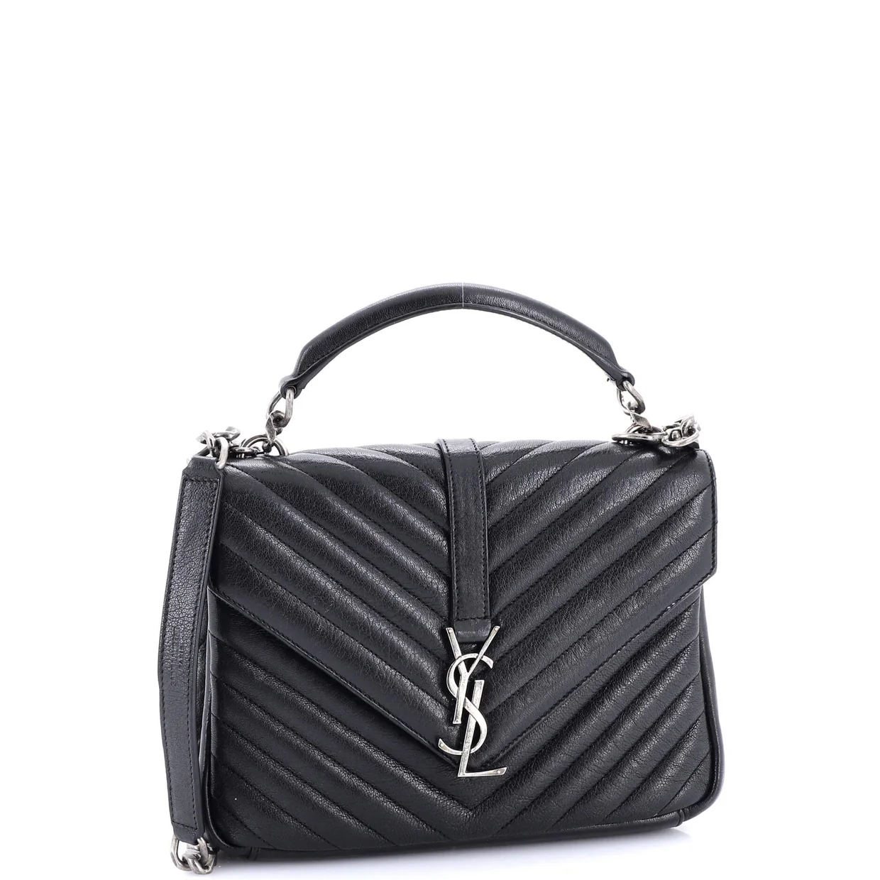 Classic Monogram College Bag Matelasse Chevron Leather Medium - Deep Luxury