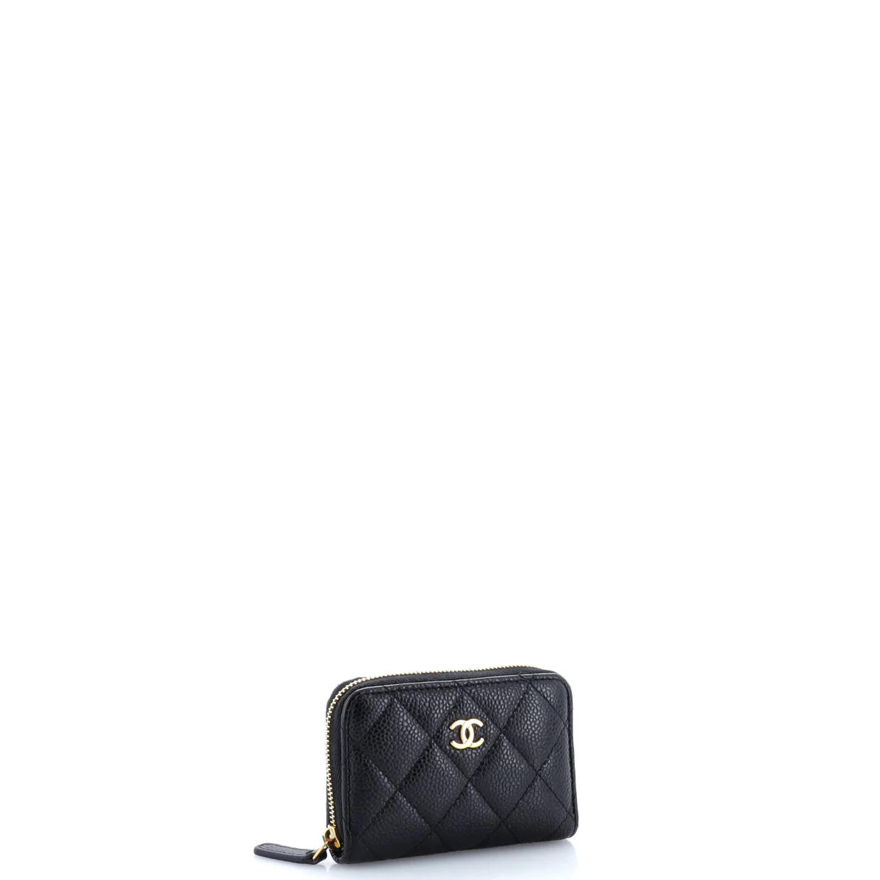 CC Zip Coin Purse Quilted Caviar Small - Deep Luxury