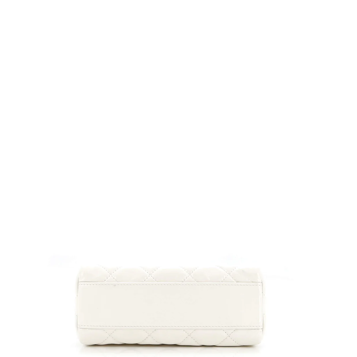 Double Zip Top Handle Vanity Case with Chain Quilted Shiny Calfskin - Deep Luxury