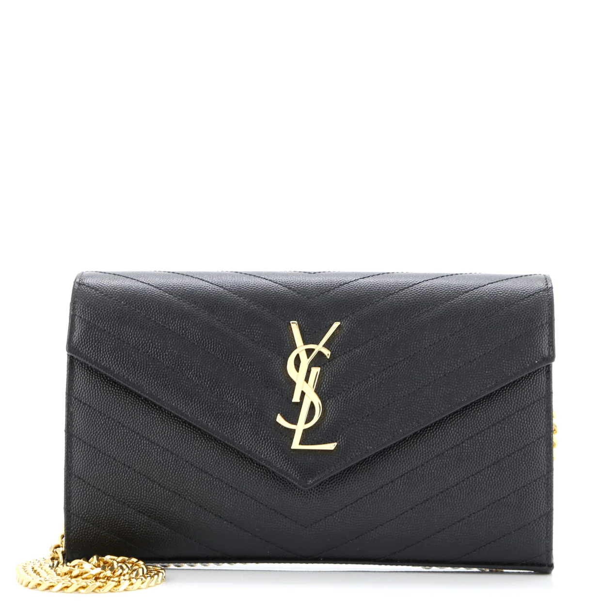 Classic Monogram Wallet on Chain Matelasse Chevron Leather Medium - Deep Luxury