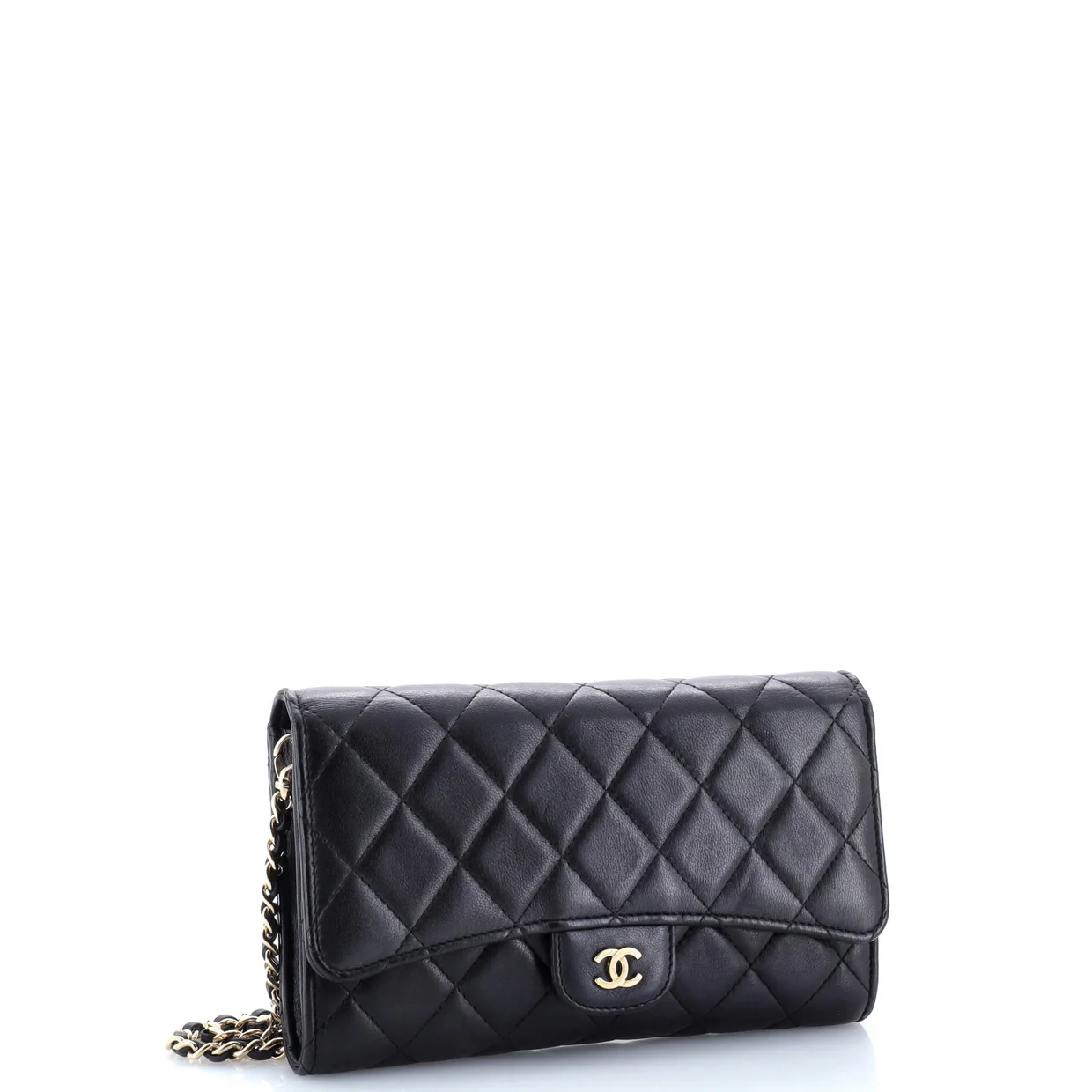 Wallet on Short Chain Quilted Lambskin - Deep Luxury