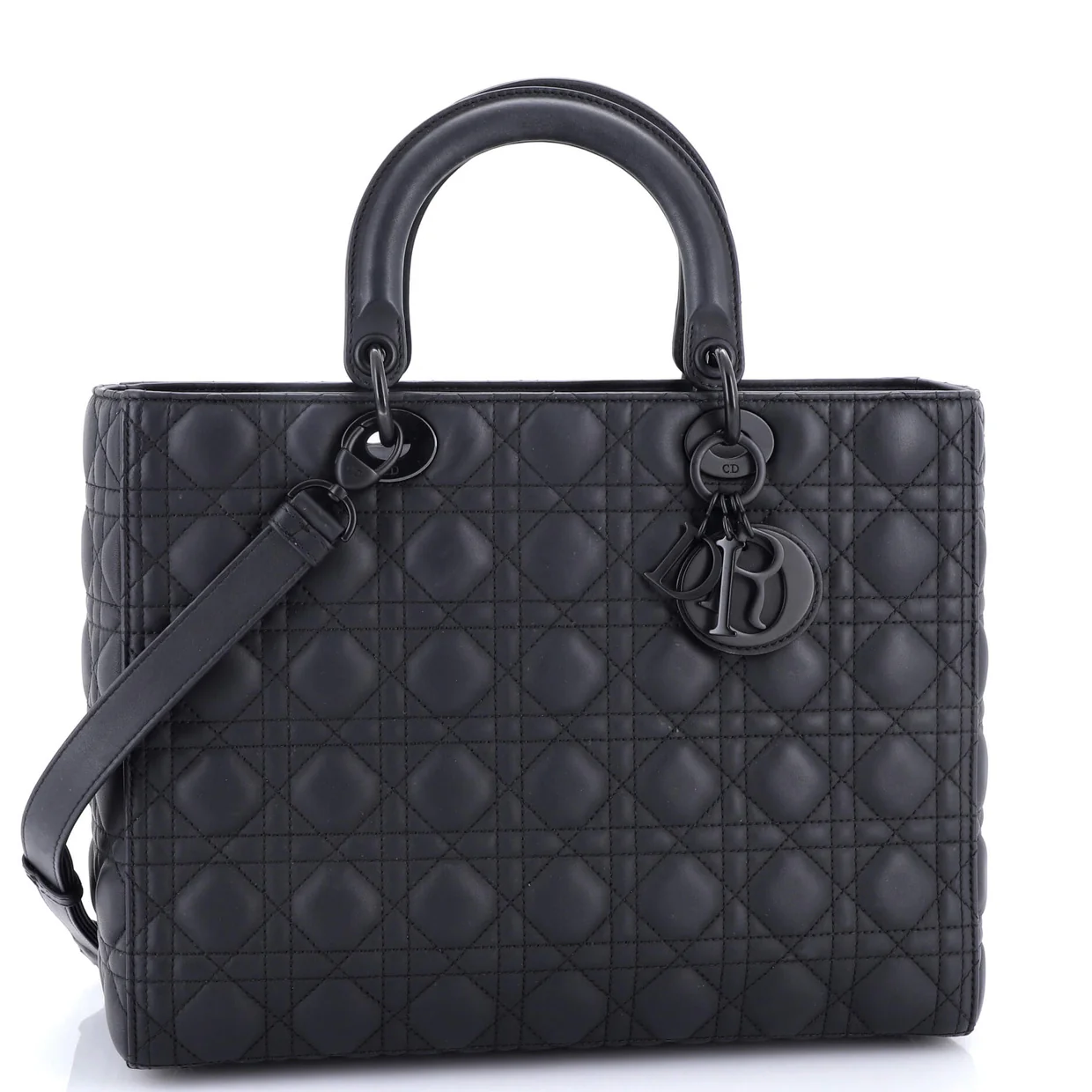 Ultra Matte Lady Dior Bag Cannage Quilt Calfskin Large - Deep Luxury