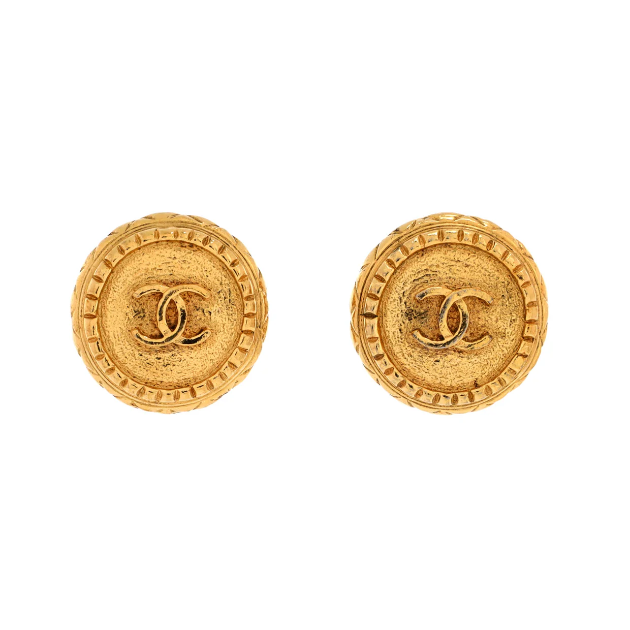 Vintage CC Round Clip-On Earrings Metal - Deep Luxury
