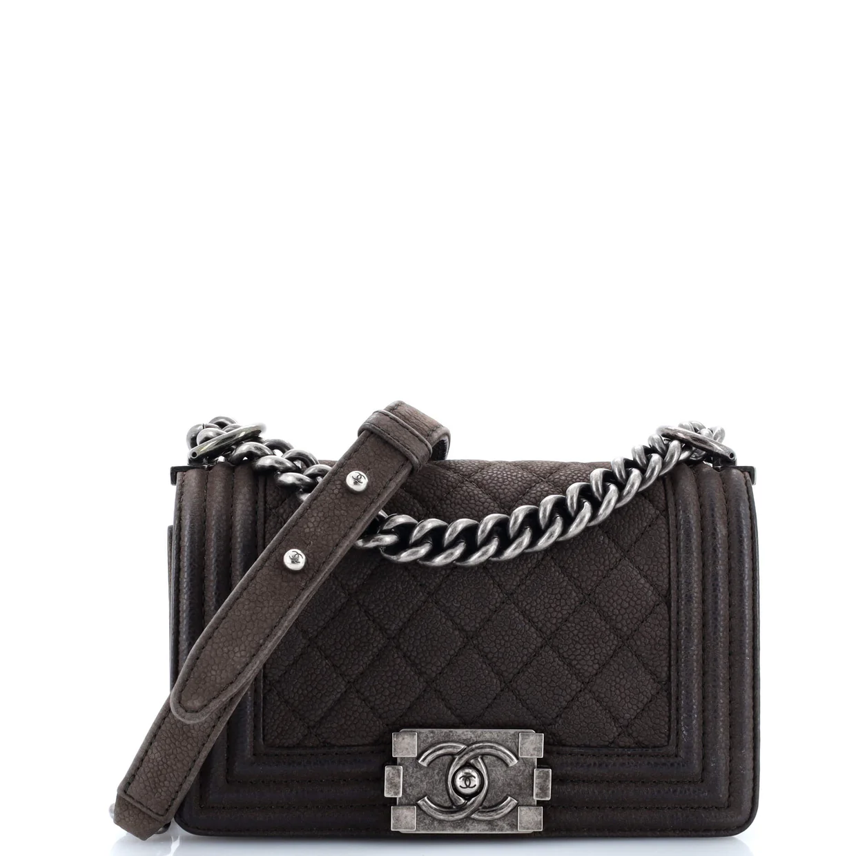 Boy Flap Bag Quilted Matte Caviar Small - Deep Luxury