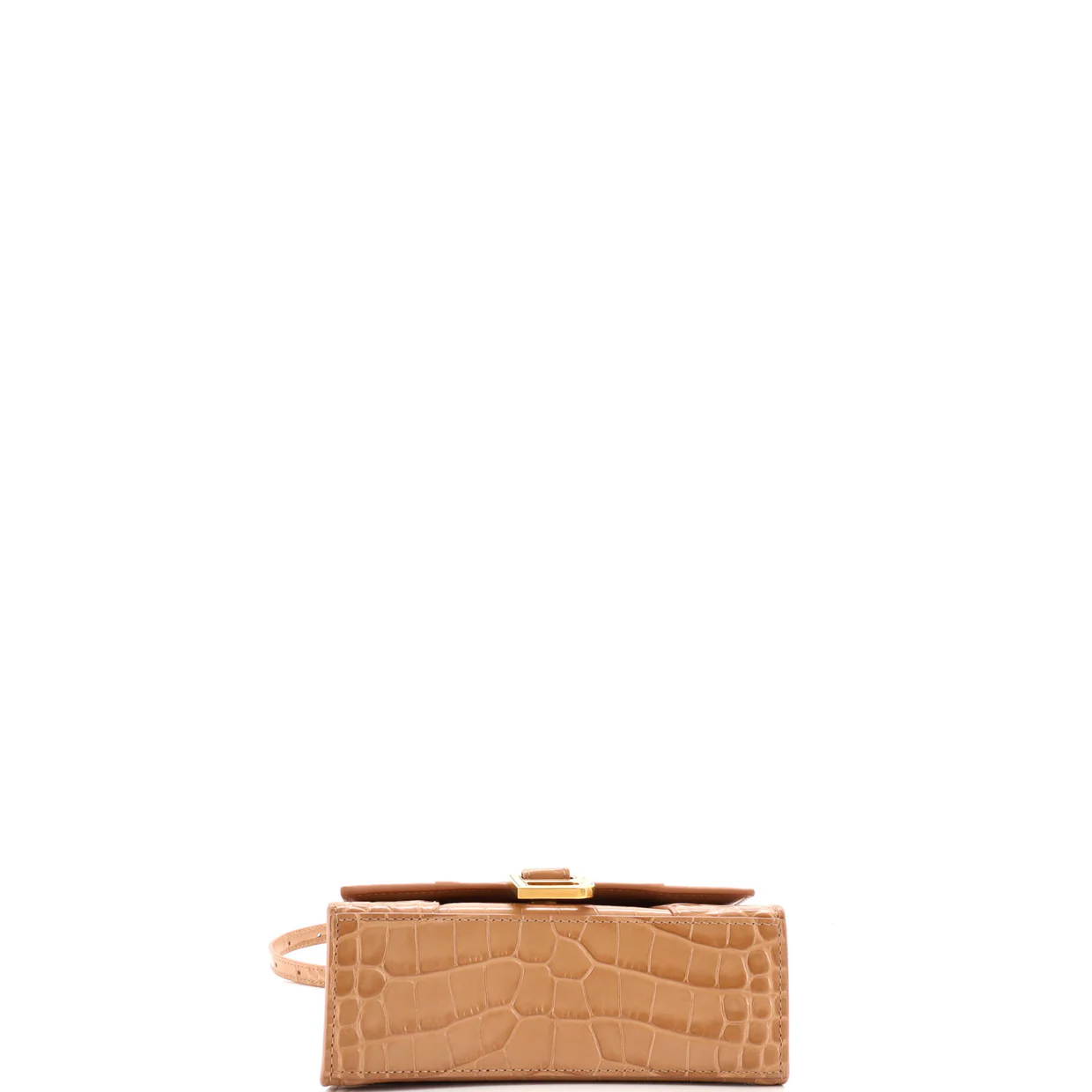 Hourglass Top Handle Bag Crocodile Embossed Leather XS - Deep Luxury