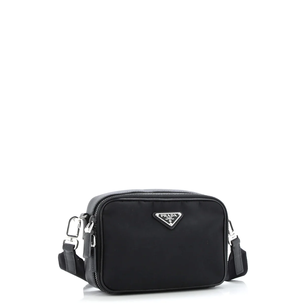 Brique Camera Crossbody Bag Re-Nylon with Saffiano Leather Small - Deep Luxury