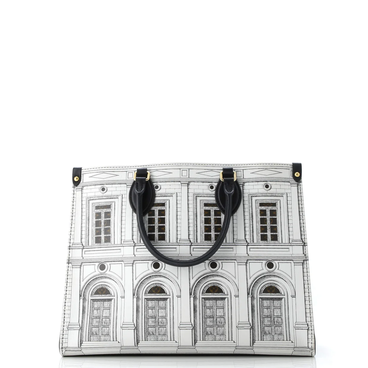 OnTheGo Tote Limited Edition Fornasetti Architettura Print Leather and Monogram Canvas MM - Deep Luxury