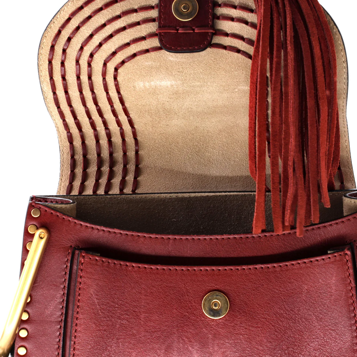 Hudson Handbag Whipstitch Leather Small - Deep Luxury