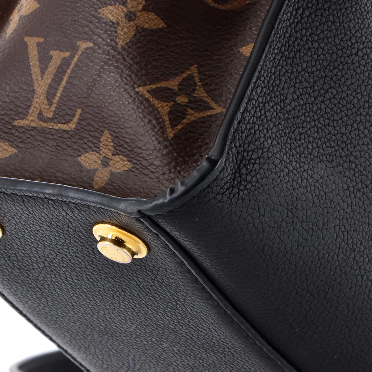 On My Side Tote Leather with Monogram Canvas PM - Deep Luxury