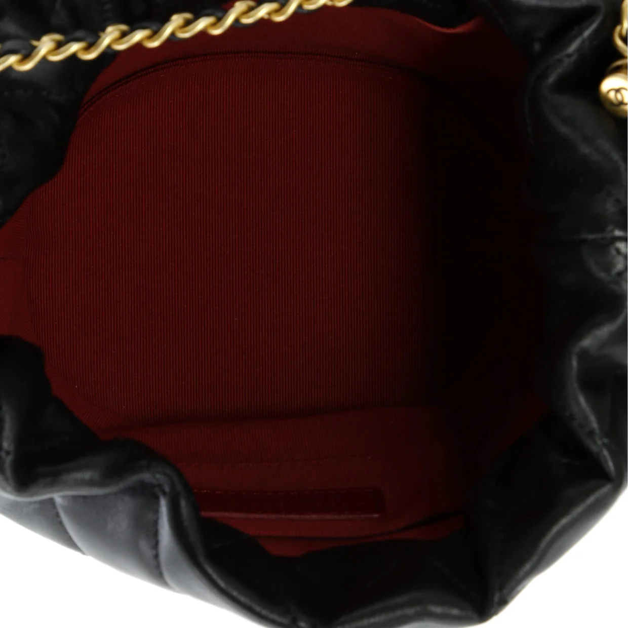 My Perfect Chain Bucket Drawstring Bag Quilted Lambskin with Faux Pearls - Deep Luxury