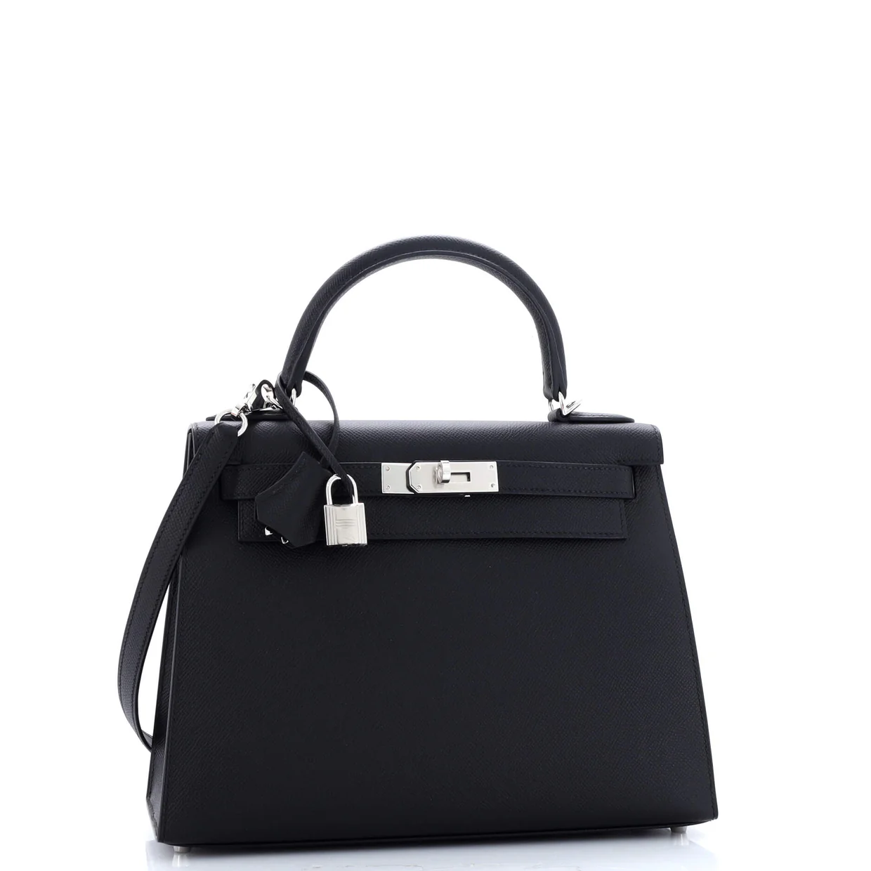 Kelly Handbag Noir Epsom with Palladium Hardware 28 - Deep Luxury
