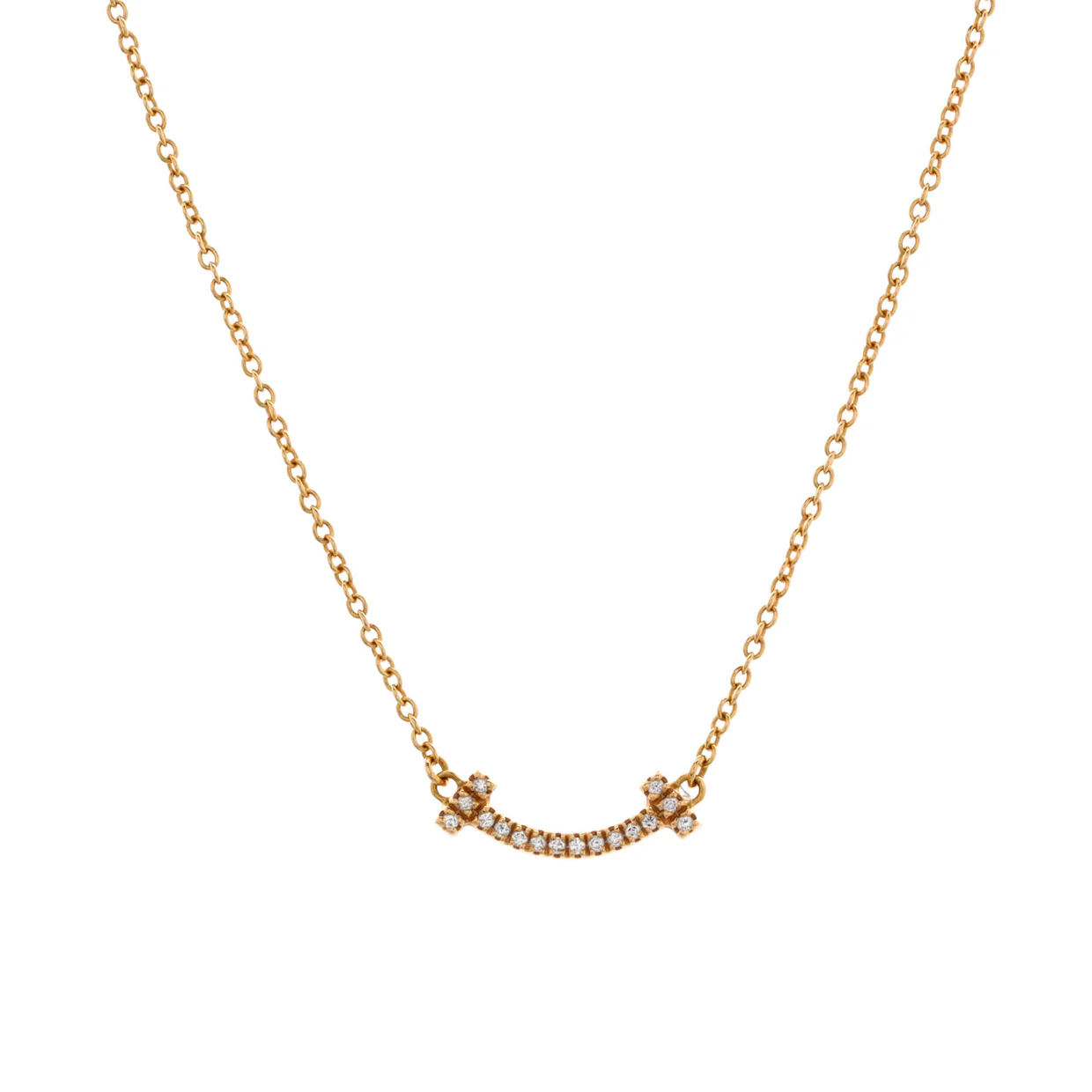 T Smile Pendant Necklace 18K Yellow Gold with Diamonds Mini - Deep Luxury