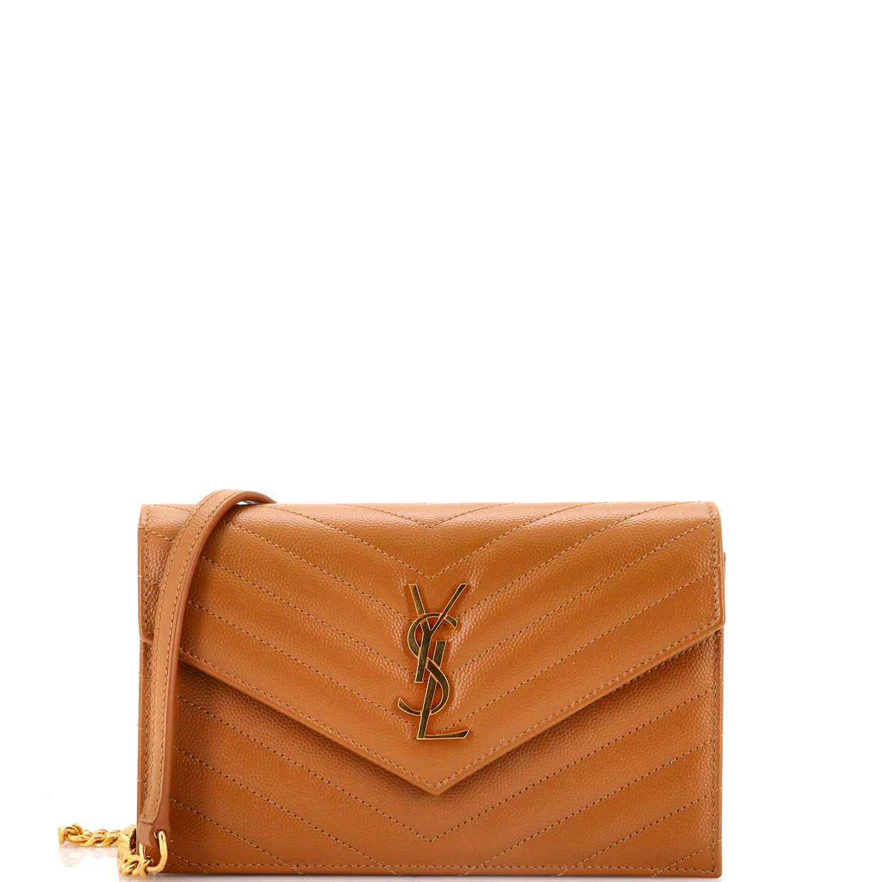 Classic Monogram Wallet on Chain Matelasse Chevron Leather Small - Deep Luxury