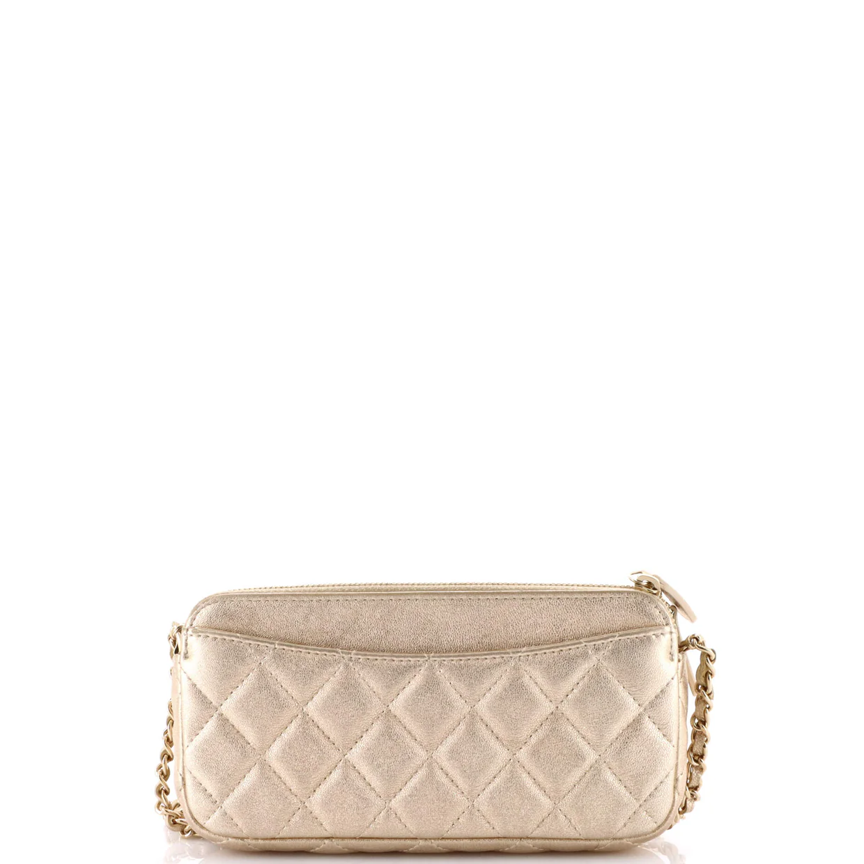 Double Zip Clutch with Chain Quilted Lambskin - Deep Luxury