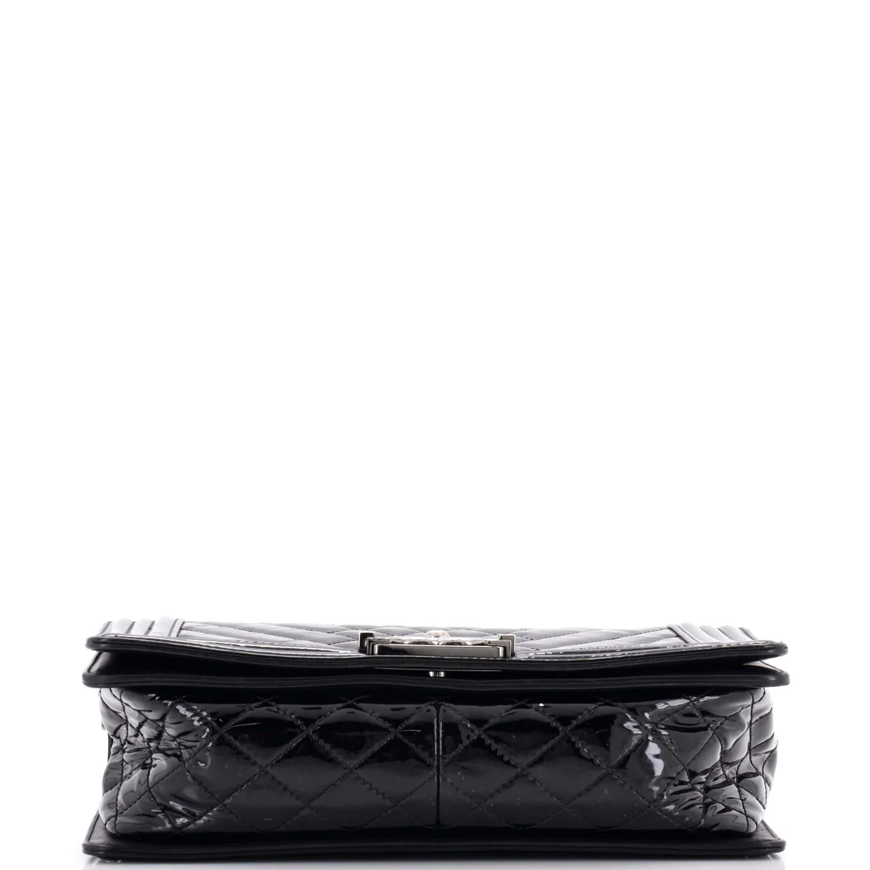 Boy Flap Bag Chevron Patent Old Medium - Deep Luxury