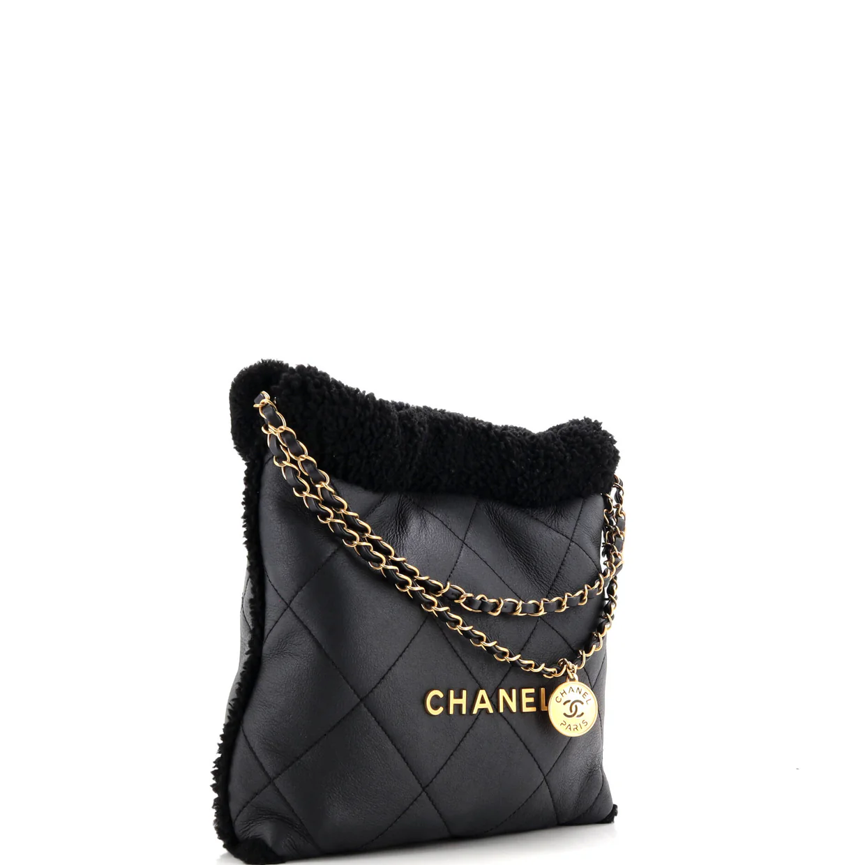 22 Chain Hobo Quilted Lambskin with Shearling Small - Deep Luxury