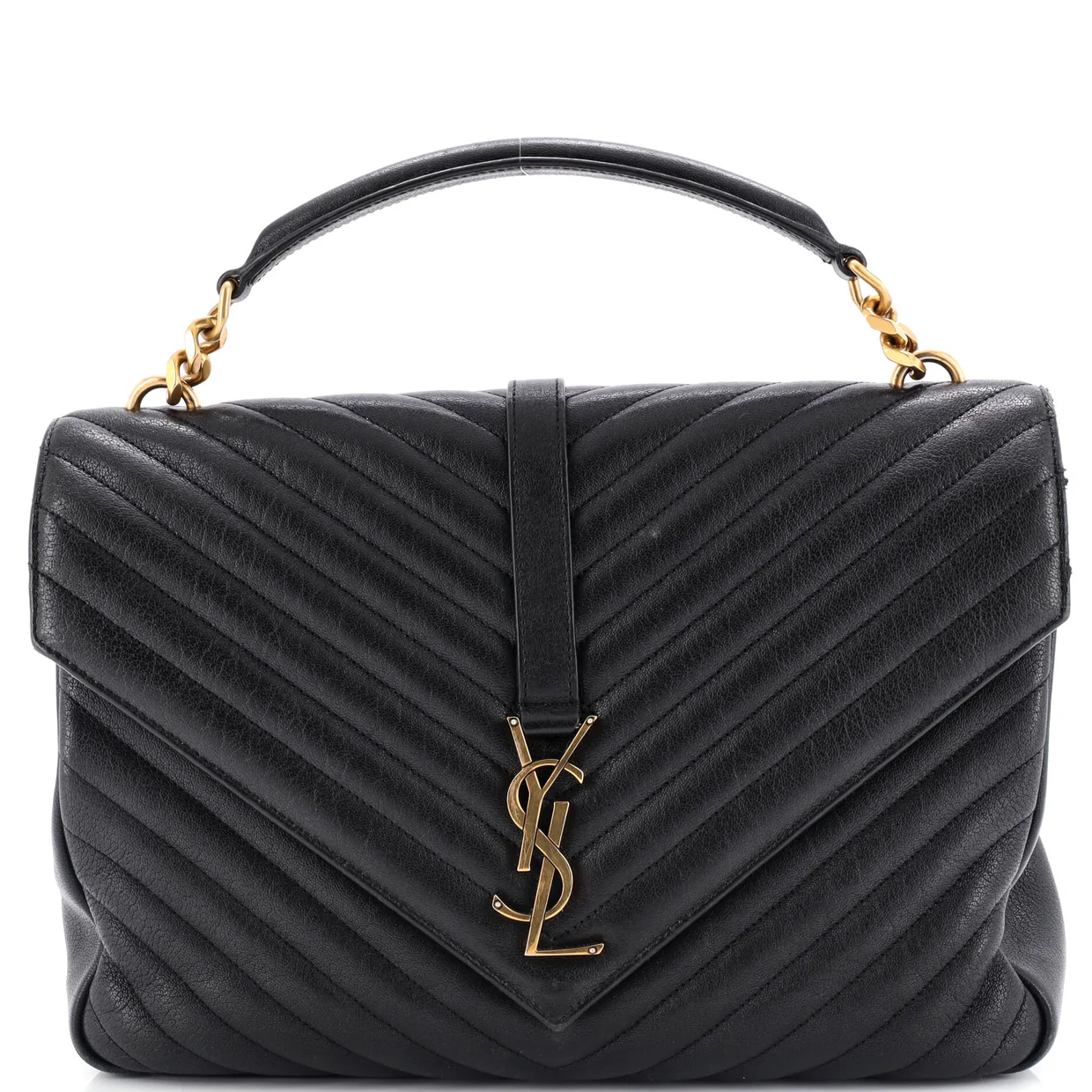 Classic Monogram College Bag Matelasse Chevron Leather Large - Deep Luxury