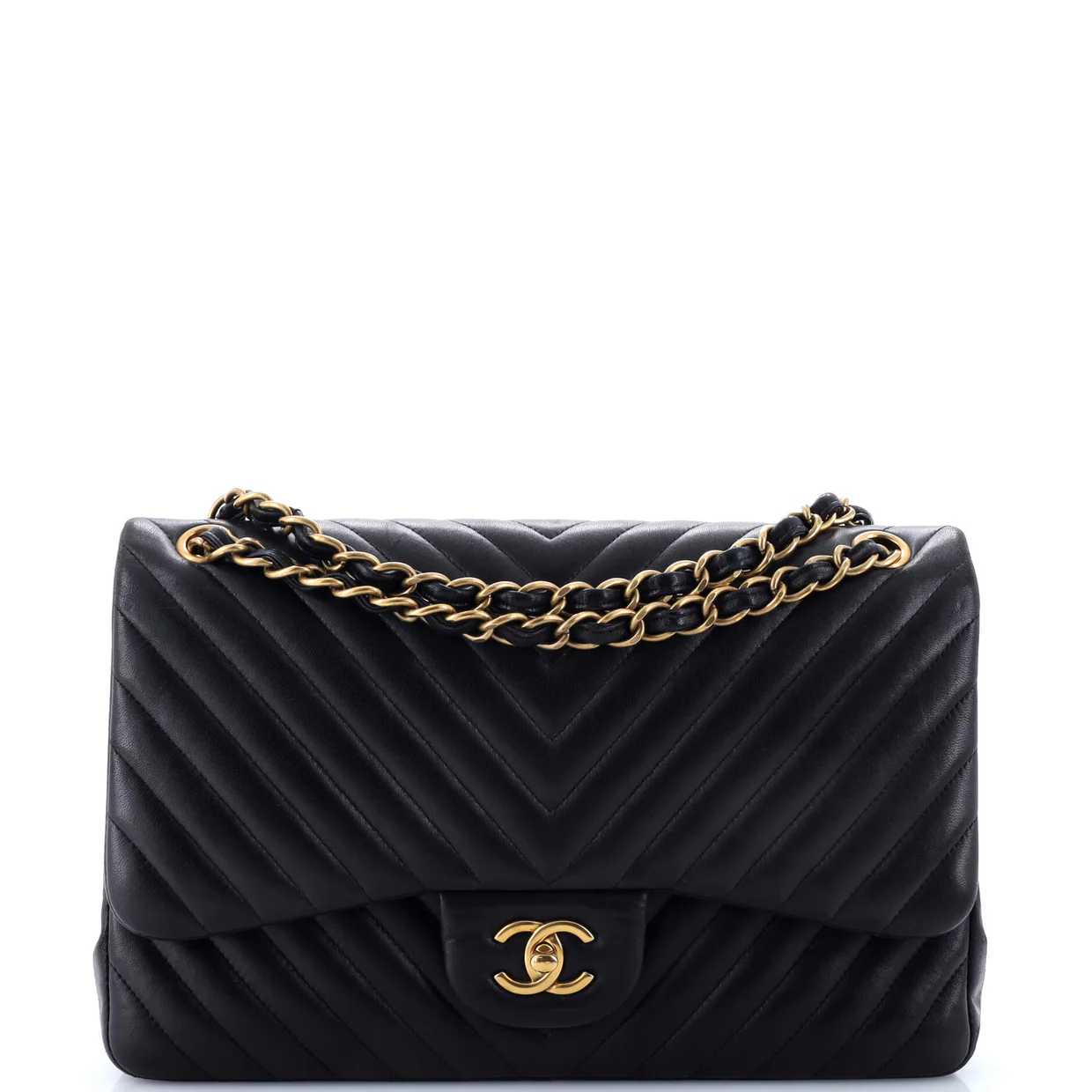 Classic Double Flap Bag Chevron Lambskin Jumbo - Deep Luxury