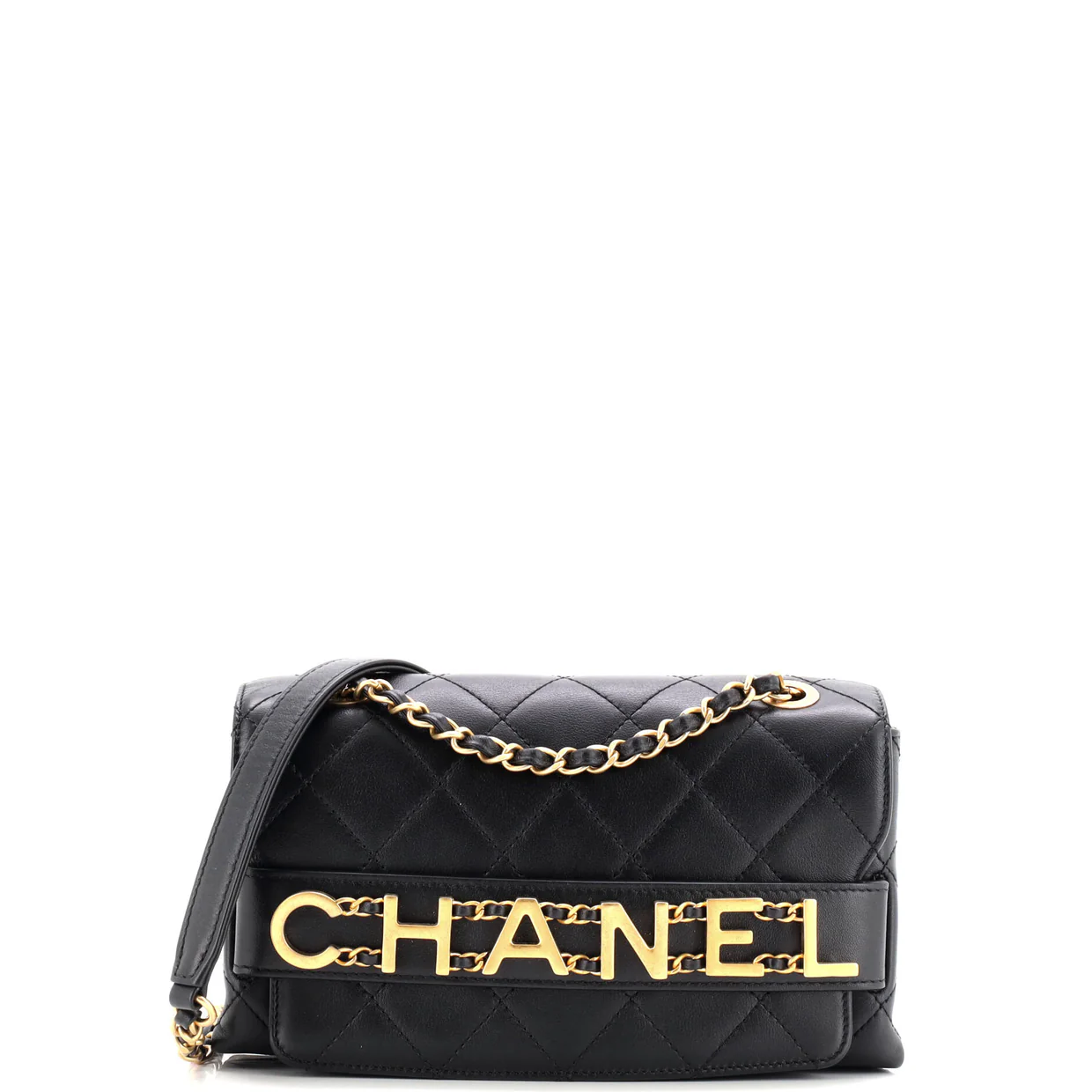 Logo Enchained Flap Bag Quilted Calfskin Small - Deep Luxury