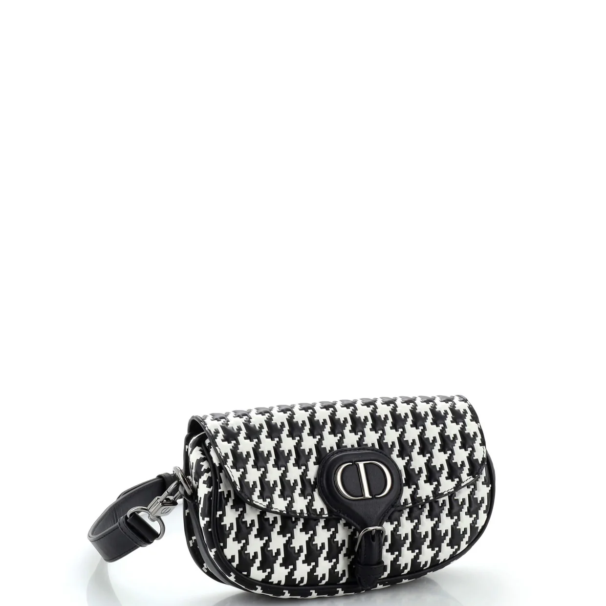 Bobby Flap Bag Houndstooth Embossed Calfskin East West - Deep Luxury