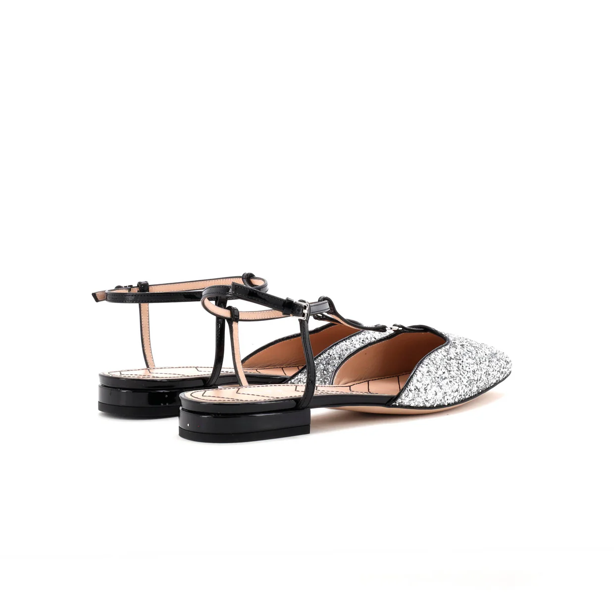 Women's GG Slingback Flats Glitter and Patent - Deep Luxury
