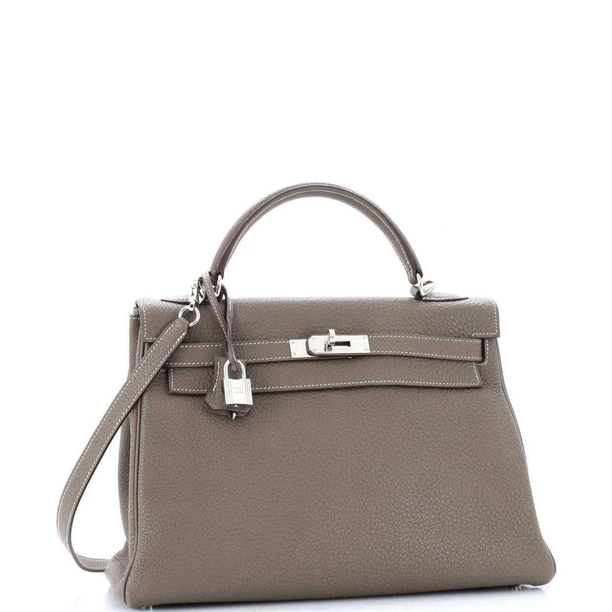 Kelly Handbag Grey Clemence with Palladium Hardware 32 - Deep Luxury