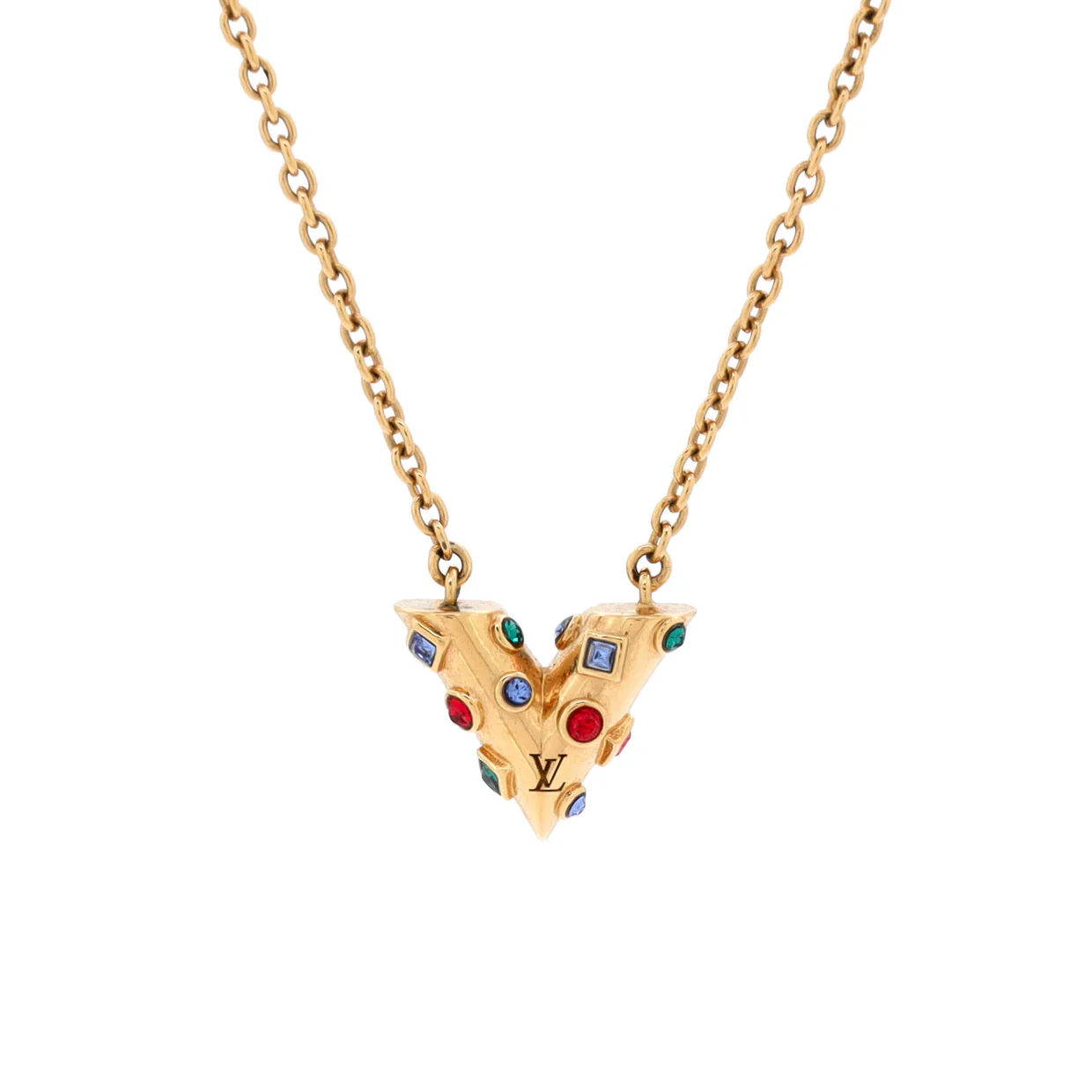 Essential V Planet Necklace Metal and Rhinestones - Deep Luxury