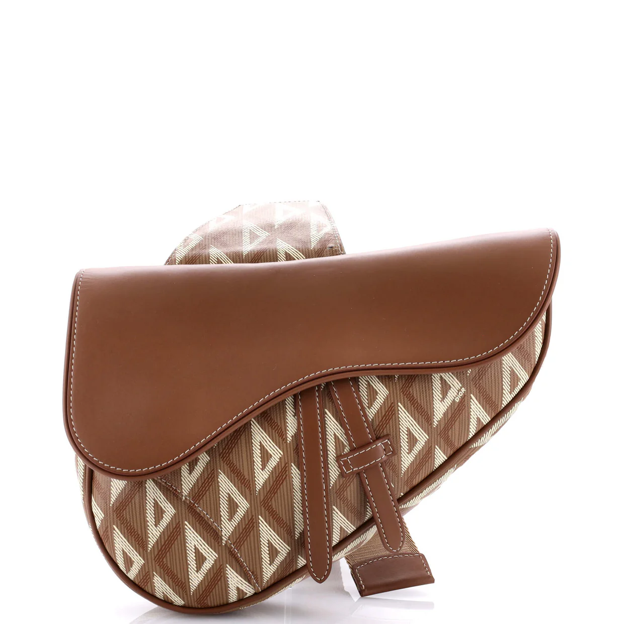 Saddle Crossbody Bag CD Diamond Coated Canvas and Leather - Deep Luxury