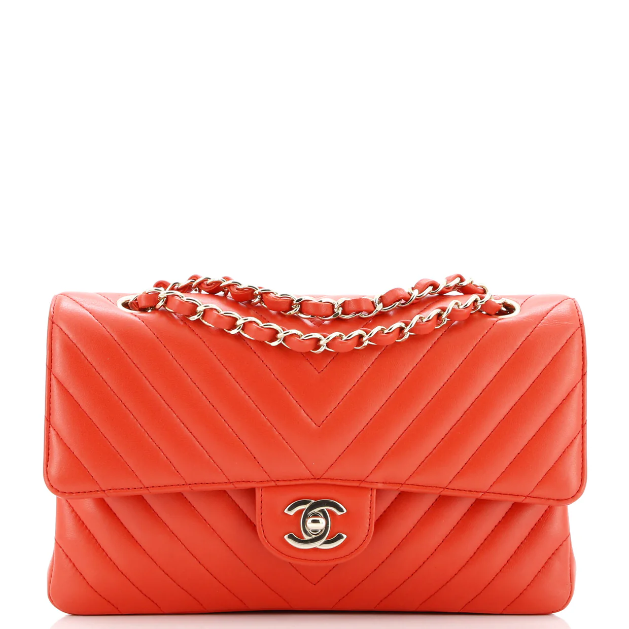 Classic Double Flap Bag Chevron Lambskin Medium - Deep Luxury